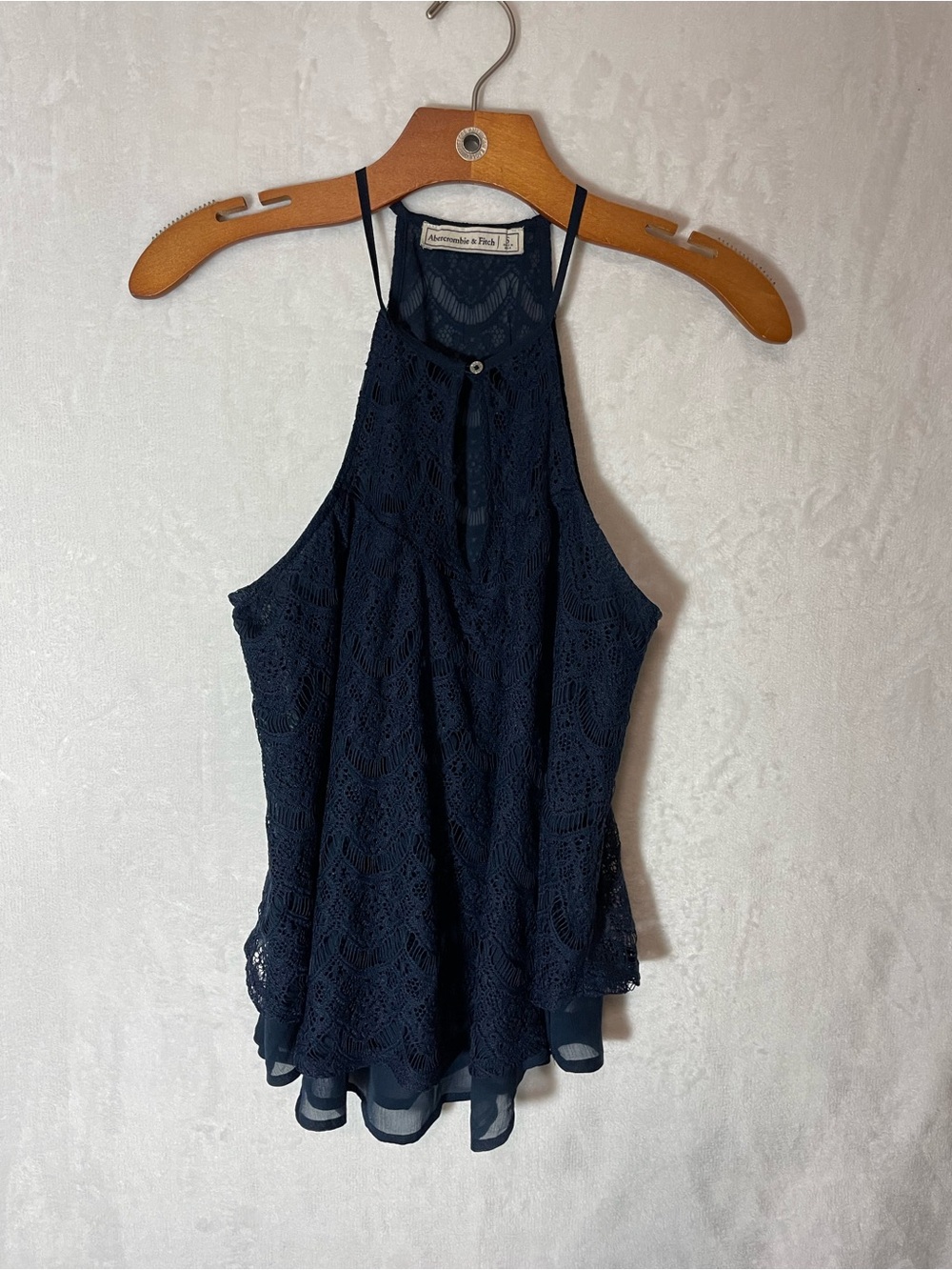 Abercrombie & Fitch Navy Crochet Halter Camisole